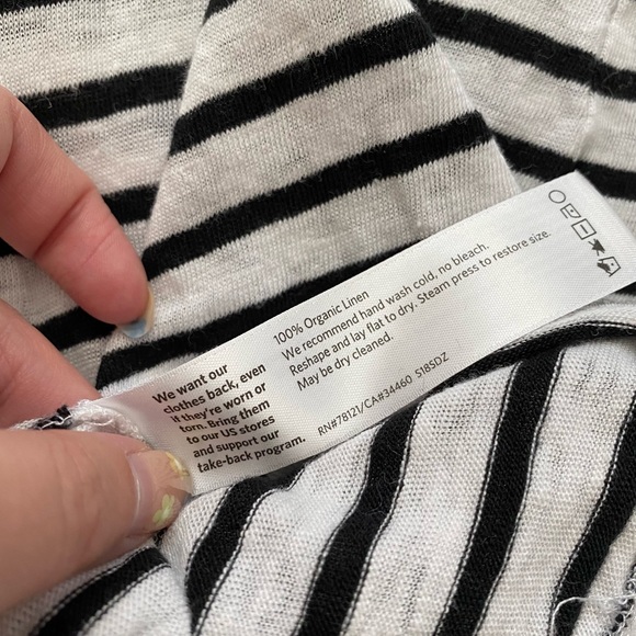 Eileen Fisher White Black Striped Organic Linen Dress - Picture 10 of 10